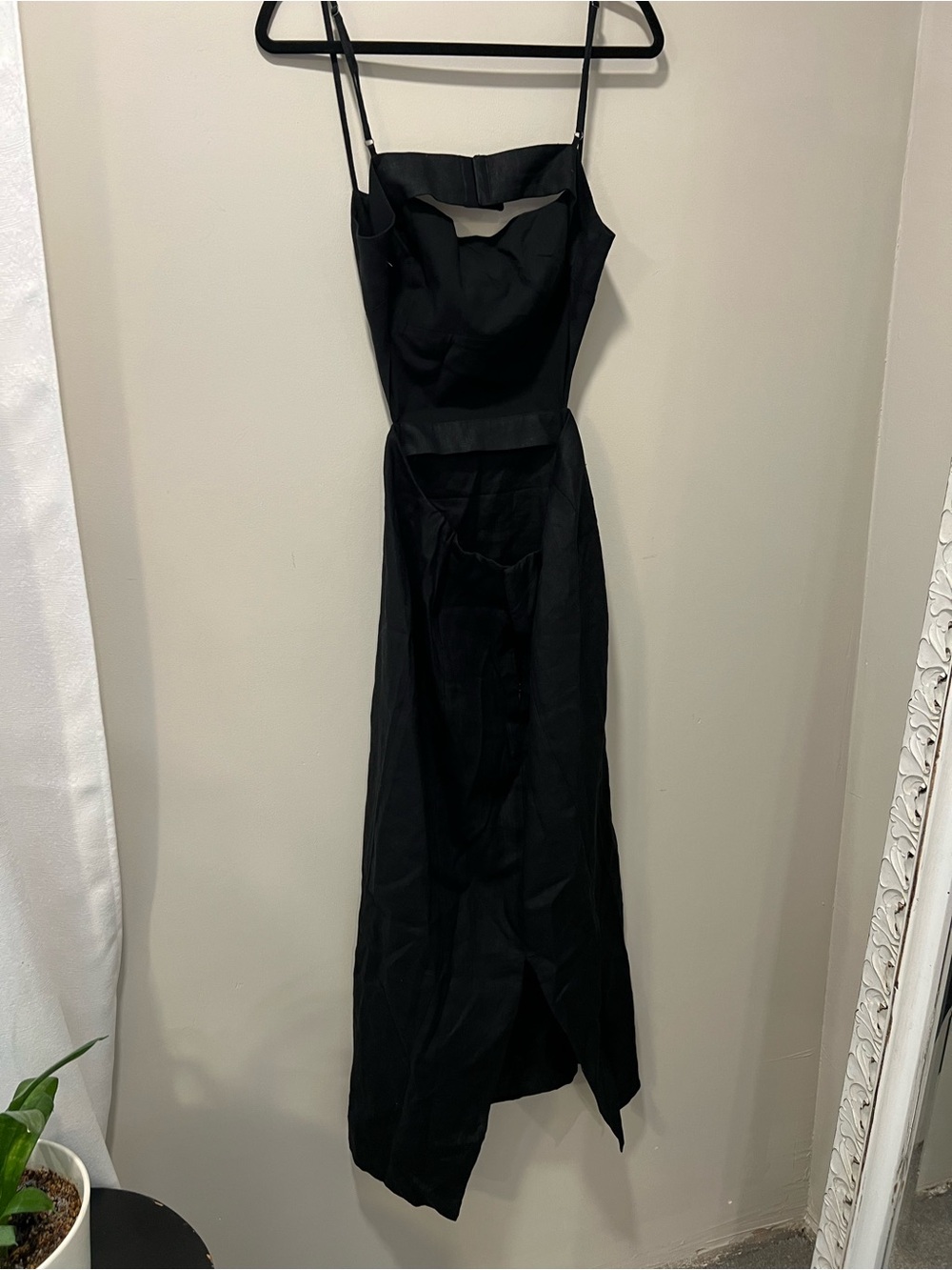 Reformation Asher Linen Dress Black Midi size 10 - Picture 5 of 8